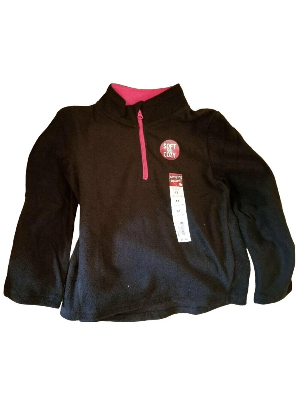 Jumping Beans Girls Soft Fleece 1/4 Zip Black Pullover Jacket 4T NWT LH3073a